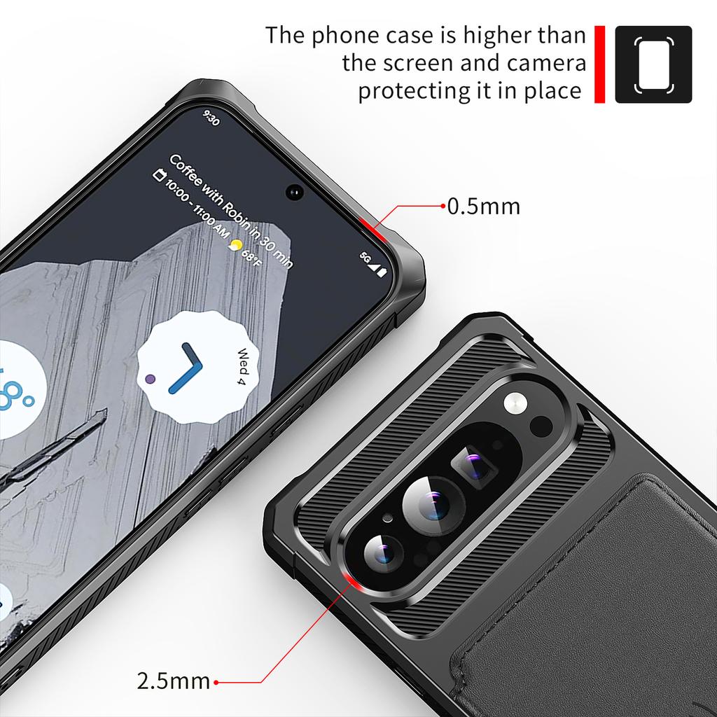 For Google Pixel 10 Pro XL Case with Card Holder PU Leather + TPU Phone Back Cover