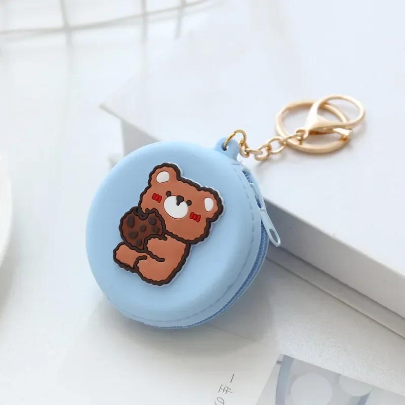 New Women Silicone Coin Purse Cartoon Animal Round Shape Coin Wallet Headset Bag Clutch Change Purse Wallet Pouch Bag Kids Gift