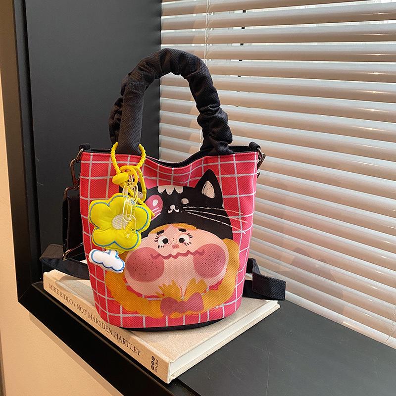 Damen Graffiti Illustration Schultertasche - Lustiges & Frisches Crossbody Bucket Design