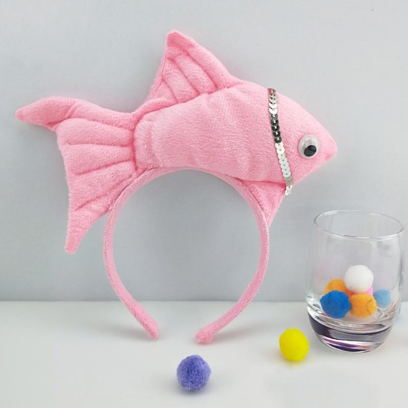 Students Taking Photo Hairband Stuffed Fish Shape Hair Hoop for Halloween