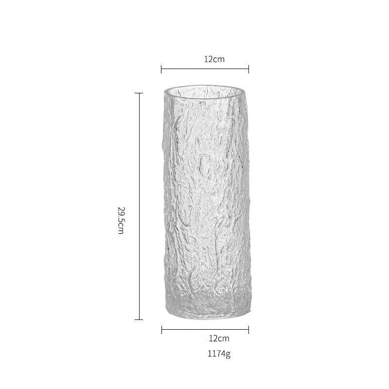 Rock Ice Patterned Glass Vase Flower Arrangement Ornaments Home Livingroom Tea Table Accessories Hotel Office Desktop Decoration