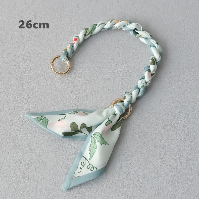 

Новая мода весна женская сумка аксессуар часть цепи съемный сменный цветочный принт шелковый ремешок женщины DIY цепочка ручки сумки 26CM зелёный