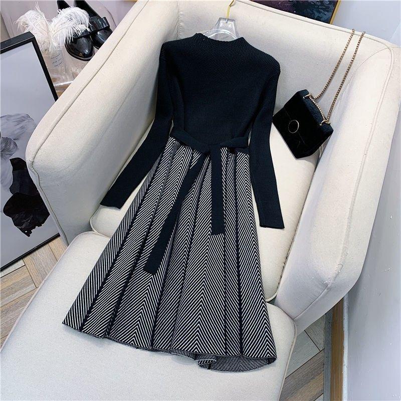 

Age-Reducing Knitting Mid Length Long Length A- line High Waist Belly Covering Coat Black XL code