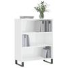 Glossy White Bookshelf 27.4 X 12.8 X 35.4 In (69.5 X 32.5 X 90 Cm) Engineered Wood