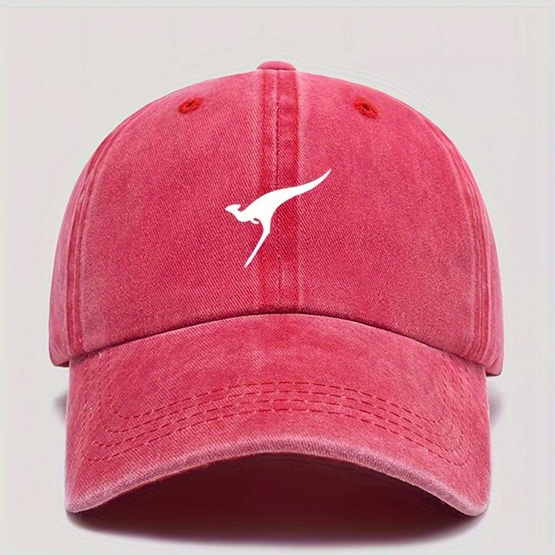 

Kangaroo Fashion Print Baseball Cap Retro Dad Hat Outdoor Leisure Adjustable червоний