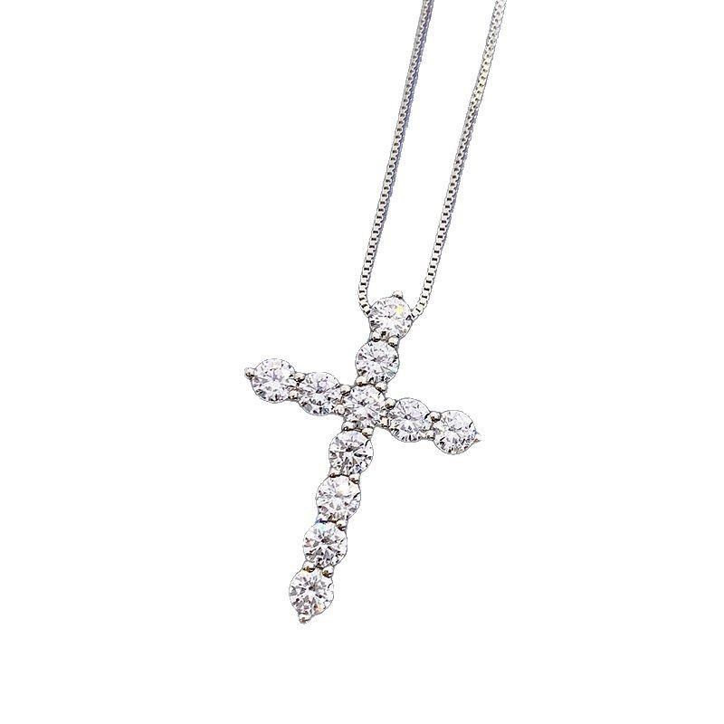 Collane Pendenti a Catena con Croce di Zircone per Donne Gioielli Vintage per Matrimonio Accessori Gioielleria
