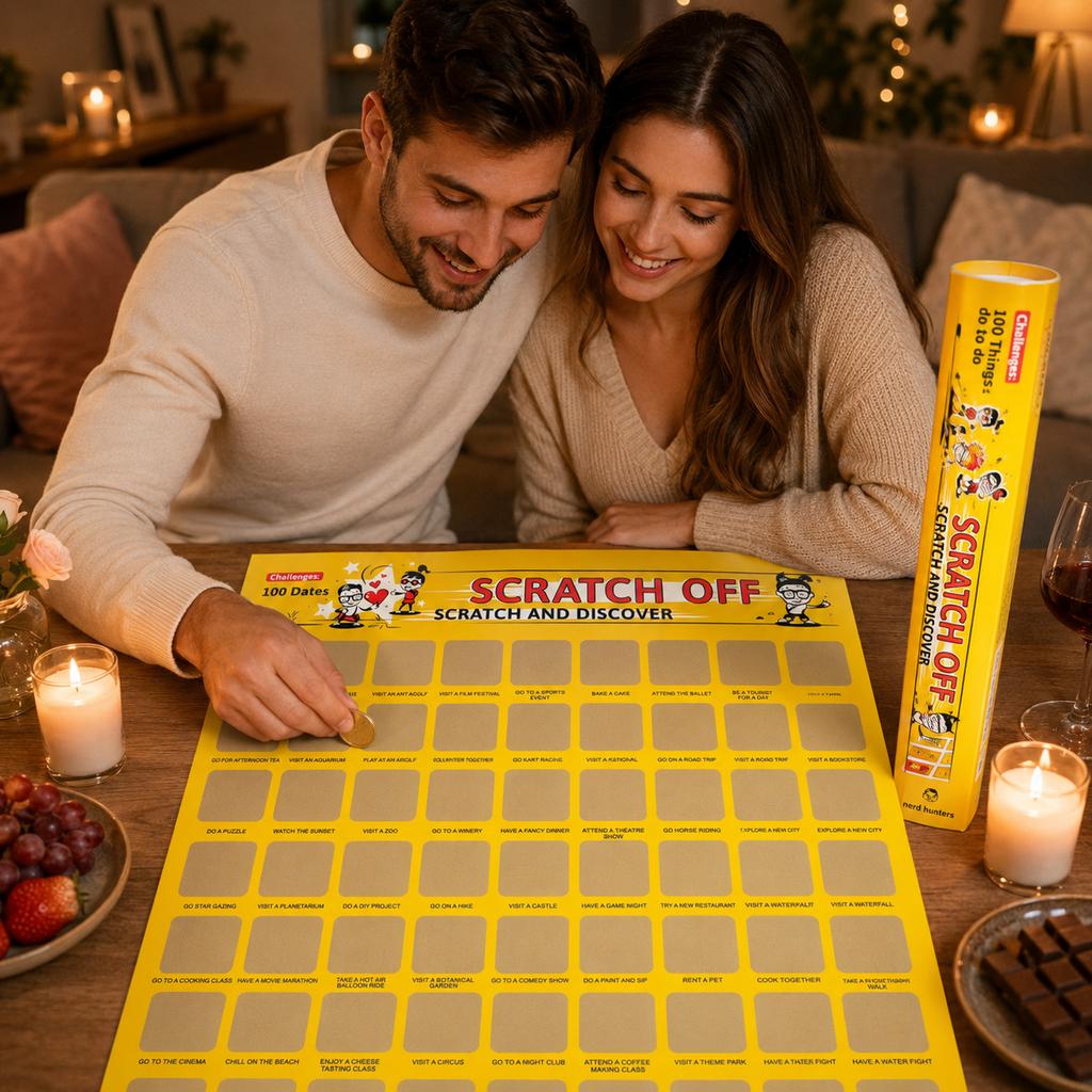 Scratch Off 100 Dates - Plakat Zdrapka Z Pomysłami Na Randki A2