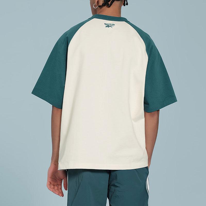 Reebok Color Block Raglan Short Sleeve T-Shirt Unisex Tops Gem-Green 24SRC421UGL7