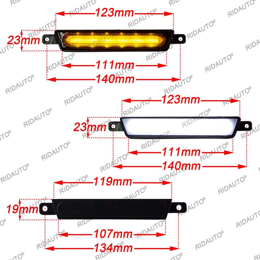 Diy LED Lights Pickup Truck 3PCS LED Lights Kits For RANGER 2023-2025+ HMT Aftermarket Grille Raptor Grille Amber White LED Lamp