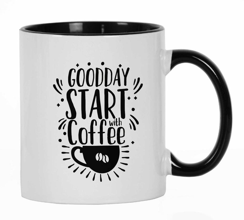 Inkdotpot Goodday Start With Coffee 11 Oz Ceramic Coffee Mugs Great For Co-worker Boss Gift For Coffee