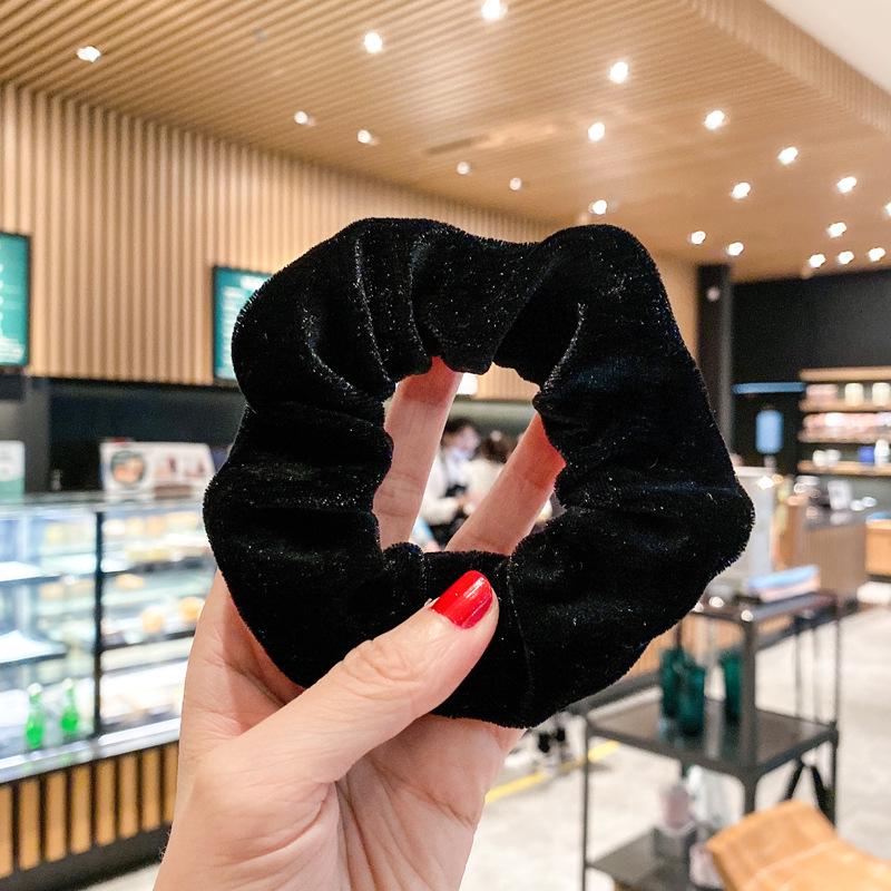 French Retro Gold Velvet Plush Hair Ring for Autumn/Winter