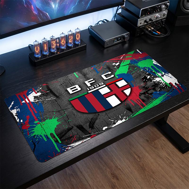 Bologna FC Theme Pattern Mouse Pad, Soccer Logo Design XXL Gaming Desk Mat Non-Slip Computer Mouse Pad