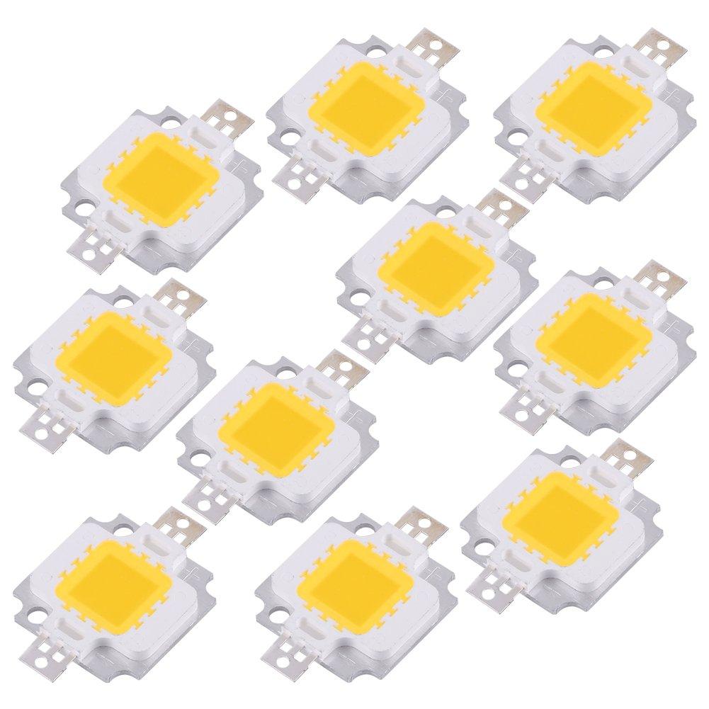 LED Chip Lights 12V Cob LED Aluminum Support 10pcs 10W SMD Chip Cob DC 9-10V Lamp Floodlight Bulb Replacement Warm White