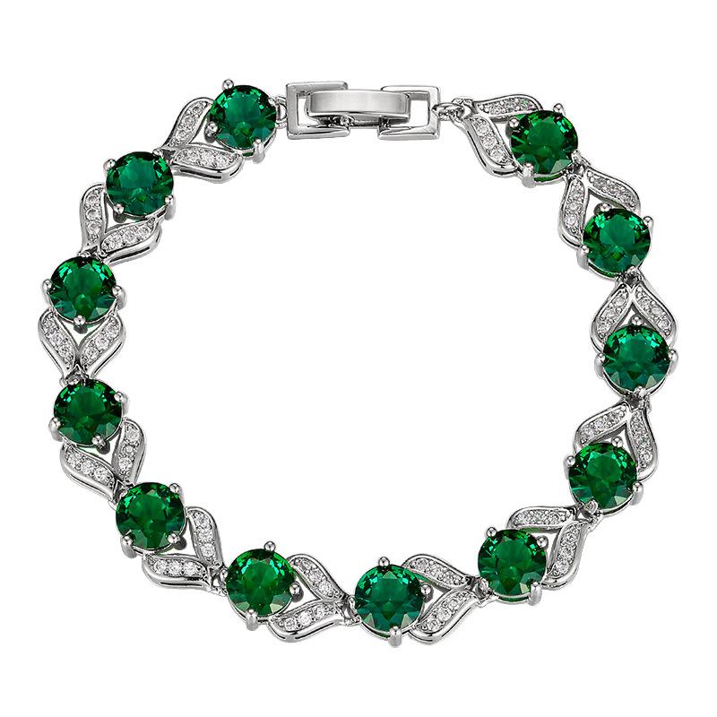 Bijoux Rétro Simulation Corindon Luxe Léger Diamant Complet Rétro Bracelet Rond Pierre Principale 6.5Mm