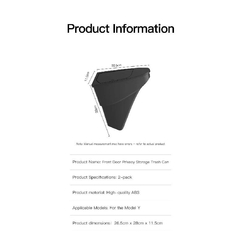 YZ Front Door Storage Trash Can for Tesla Model Y Juniper 2025 Car Door Storage Box Multi Functional Organizador Car Accessories