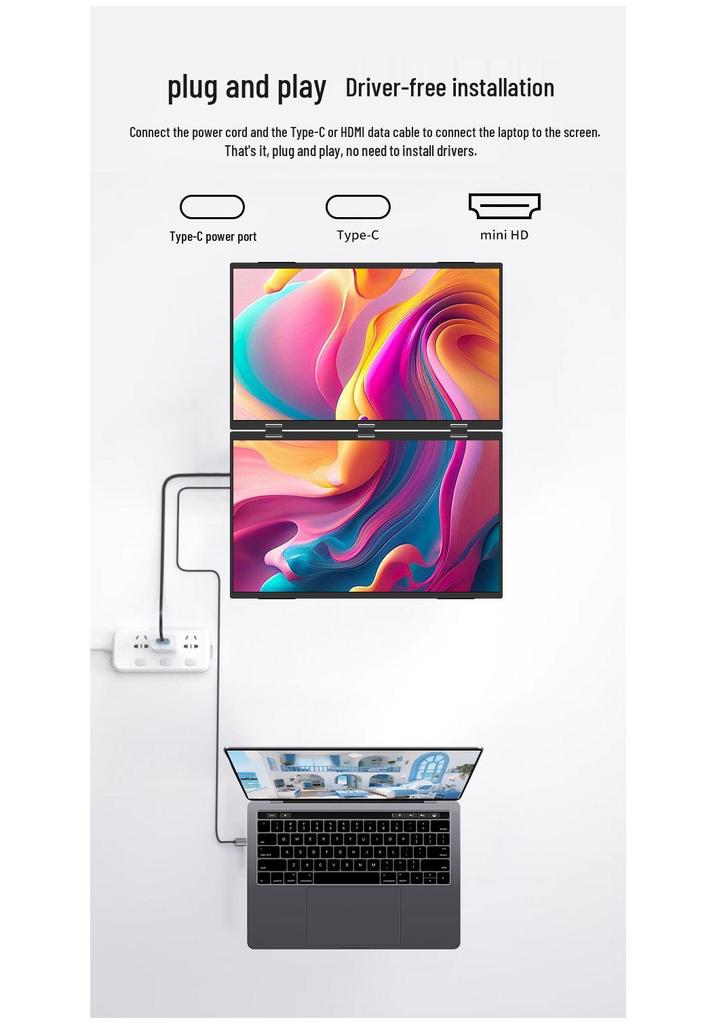 Multi-Screen Portable Notebook Expansion: Dual and Triple Screen Display for Convenient Use and Efficient Stock Trading.