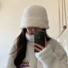 Korean Version of Women's Autumn and Winter Versatile Fluffy White Fisherman's Hat Showing Face and Small Winter Warm Ear Protection Hat