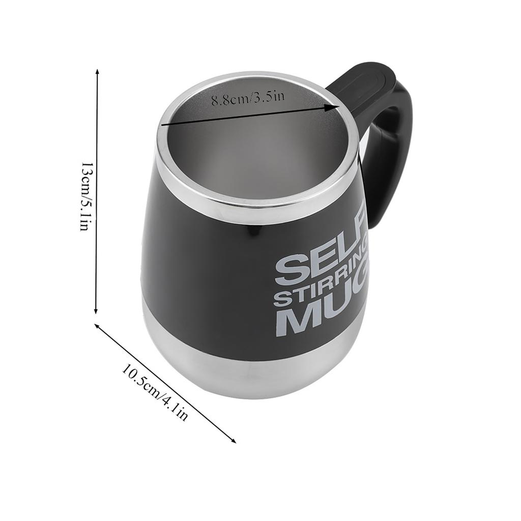 Portable Electric Stainless Steel Self Mixing Cup Magnetic Stirring Coffee Mug Black