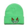 Beanie anime cartoon big mouth red eyes embroidery knitted hat pullover thermal hat autumn and winter wool hat female