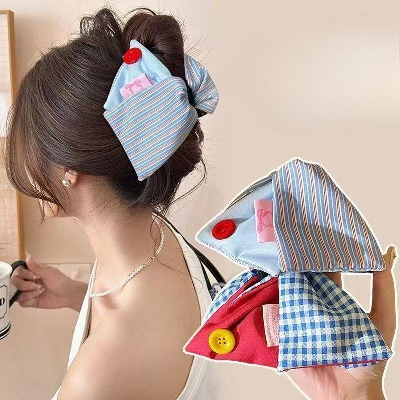 Koreanischer Modestil: Gestreifte, dreieckige Haarspange für Damen und Mädchen, Hochsteckfrisuren, Nackenhaarspange, süßer, eleganter Pferdeschwanz, Haaraccessoires