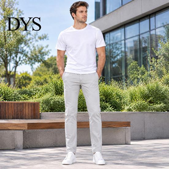 Breathable Autumn Winter Chinos Men Twill Trousers, Slim Fit Stretch Pants, Solid Color All Season Flexible Pants Straight Leg Casual for Office