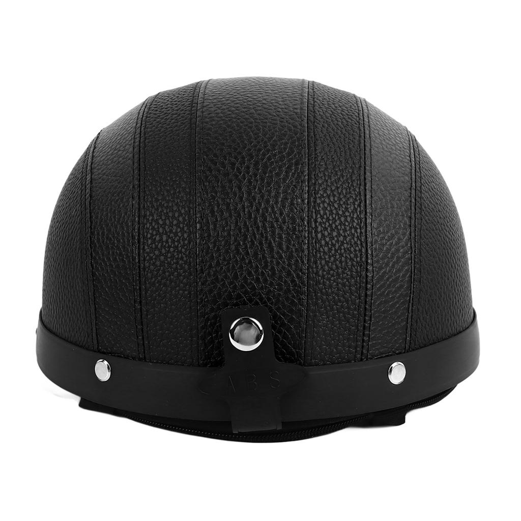 Half Helmet Breathable Sun Blocking Retro Safe PU Leather Motorcycle Helmet for Men Women