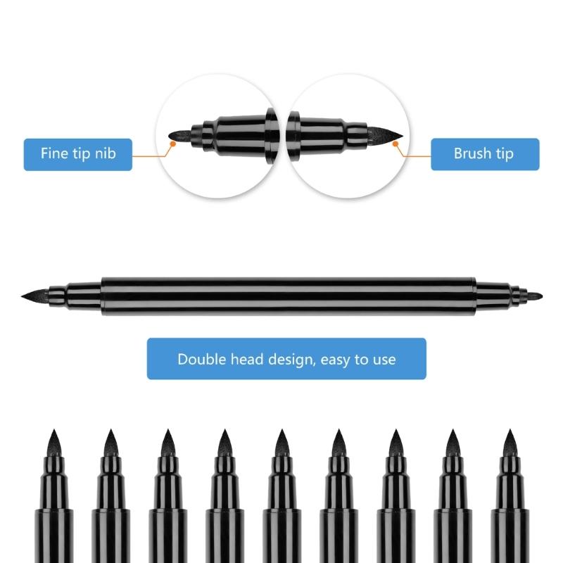 6Pcs  Double Tip Fabric Marker No Fading No Bleeding, Double Tip Black Fabric Paint Pen for Clothes Hat Canvas Bag Shoes
