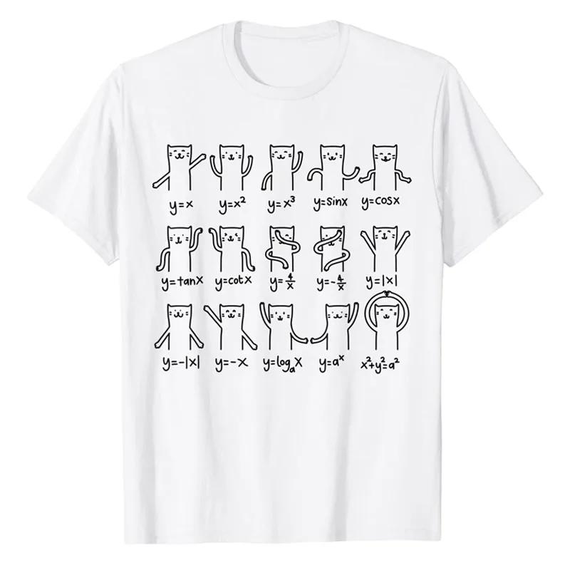 Funny Math Functions Cats Graphic Tee Algebra Lover Gift Cotton Short Sleeve TShirt Unisex S