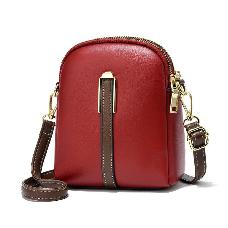 Elegant  Trendy Women’s Leather Mini Crossbody Bag Small Double Zipper Shoulder Purse With Adjustable Strap Classic Minimal Design