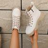 Winter Square Heel Modern Boots Ankle Zip Ladies Shoes  Fashion Round Toe Cross-tied Mid Heel Punk Women's Boots Botas