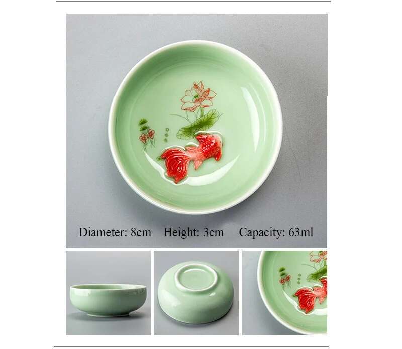 Chinese  Tea Cup Porcelain Celadon Fish Tea cup Set Teapot Drinkware Ceramic China Kung Fu Tea Set Ceramic cup Chinese