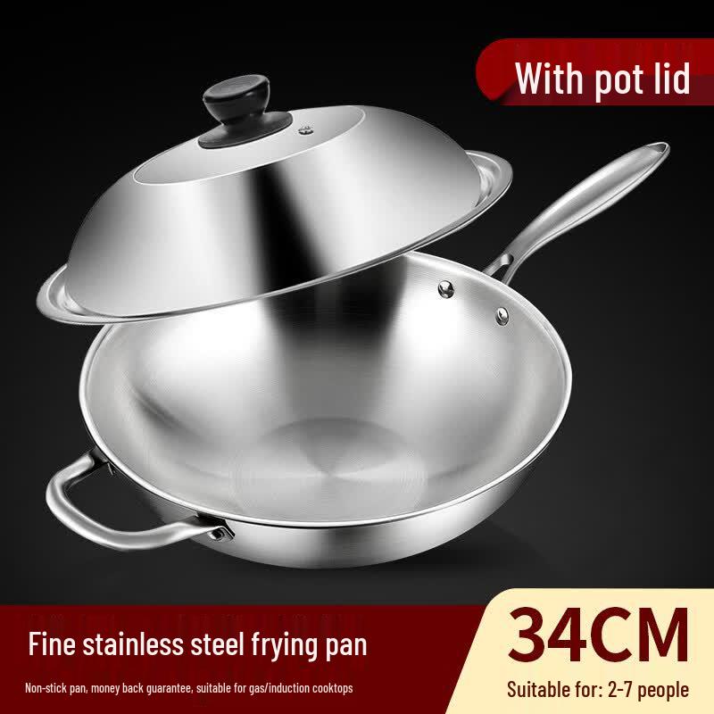 Zijin Heshi Refined Iron Flat Bottom Non-Stick Wok Set
