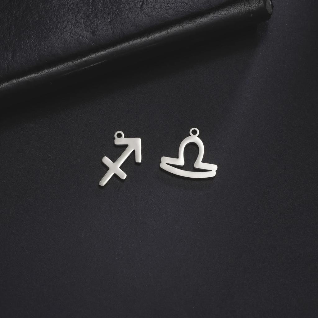 Teamer 12 Stück/Los Tierkreiszeichen Anhänger Edelstahl Horoskop Astrologisches Zeichen Anhänger für Halskette Armband Schmuckherstellung