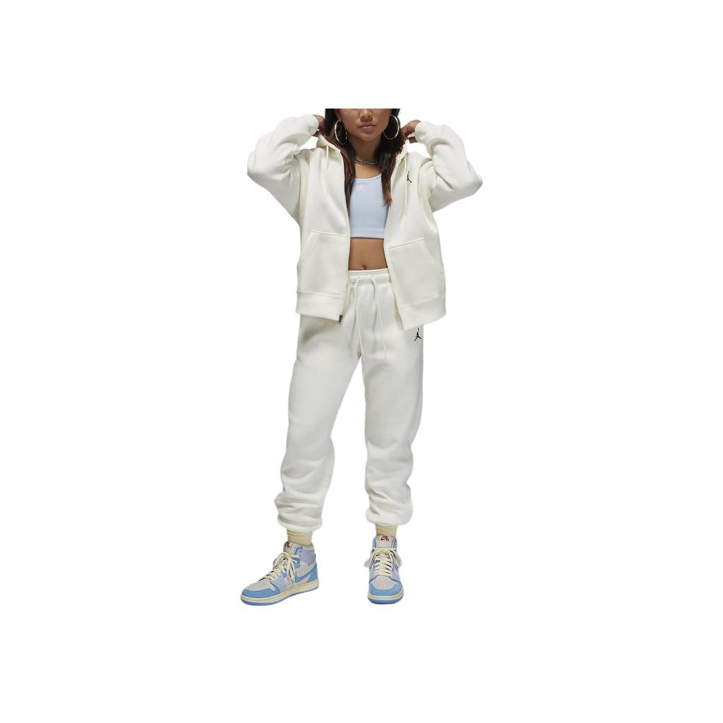 Jordan Brooklyn Solid Color Hooded Casual Zip-Up Sweatshirt Women Sweatshirt Sail-White FD7866-133
