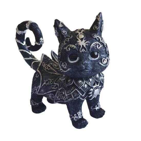 Black Cat Statue Small Resin Cat Figurine Decorative Gothic Animal Sculpture