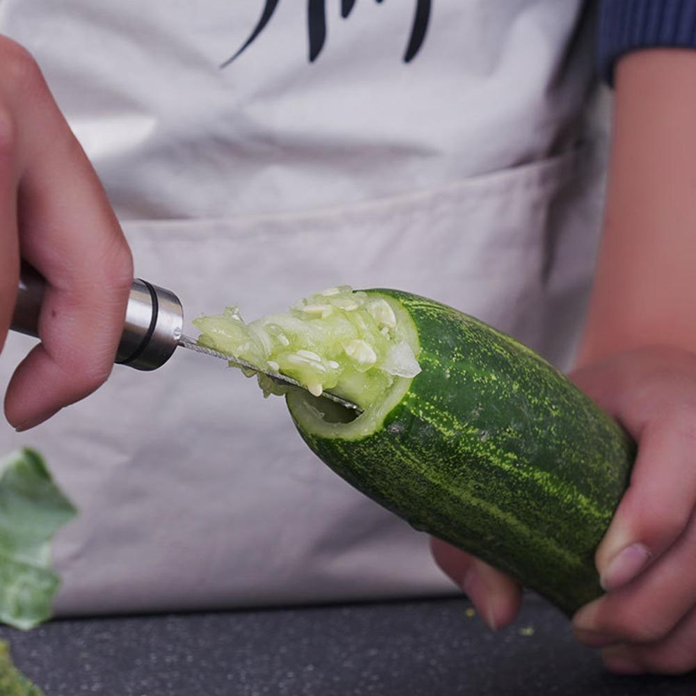2PCS 304 Stainless Steel Peppers Corer Serrated Slice Non‑slip Handle Fruit Corer 2 in 1 Efficient Seed Remover Slicing