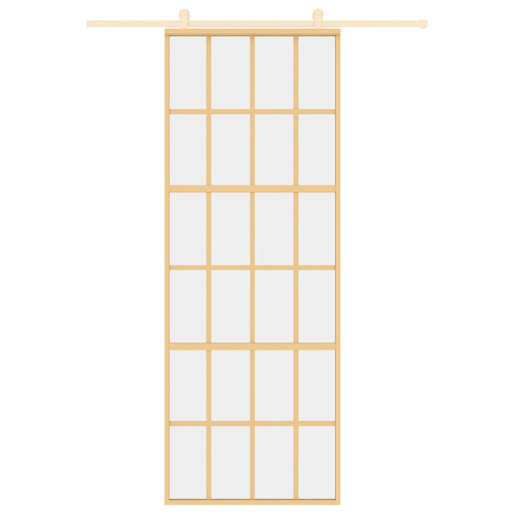 Sliding Door Gold 76x205 Cm Tempered Clear Glass and Aluminium