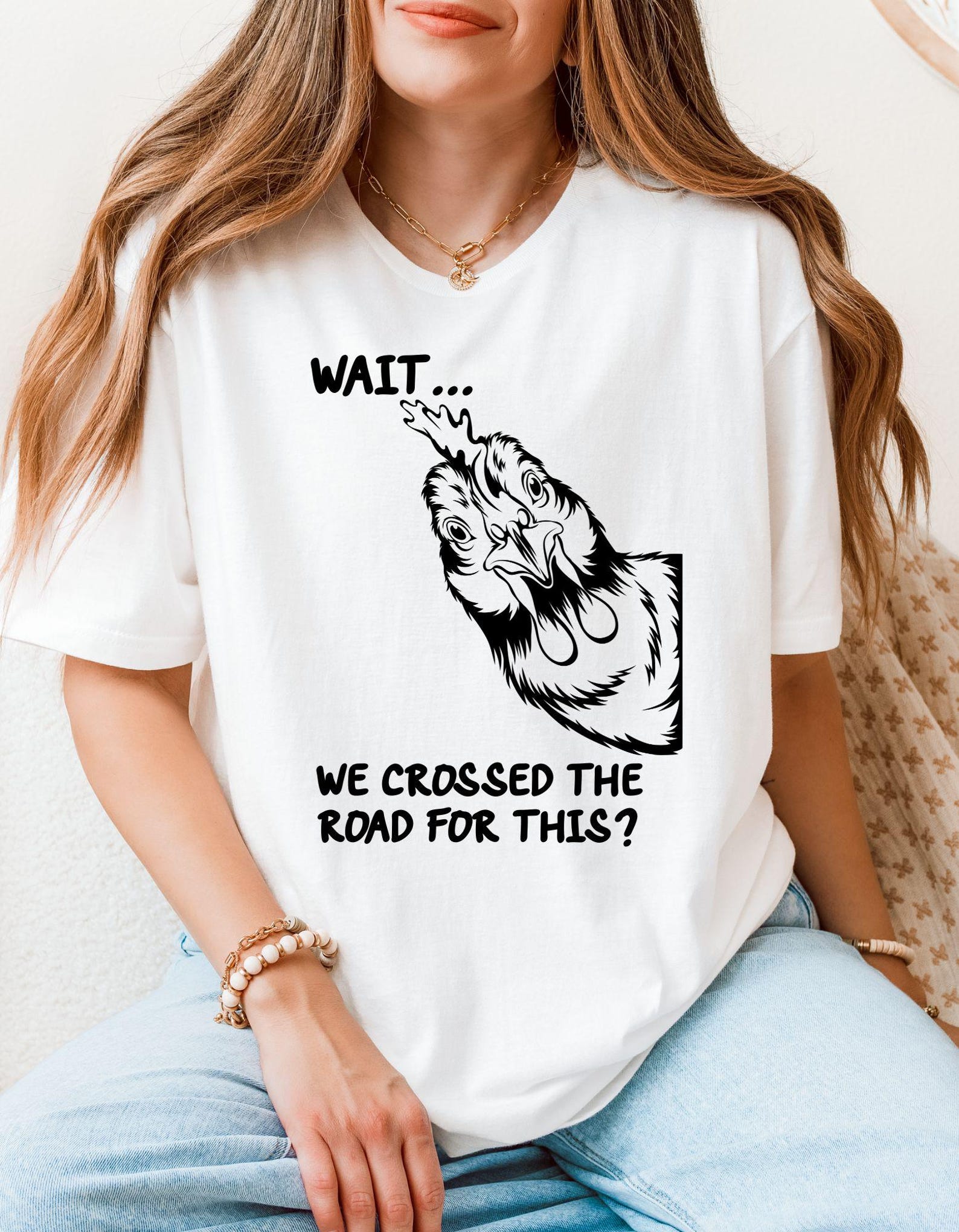 Funny Chicken T-Shirt: Crossed the Road Graphic Tee 4XL