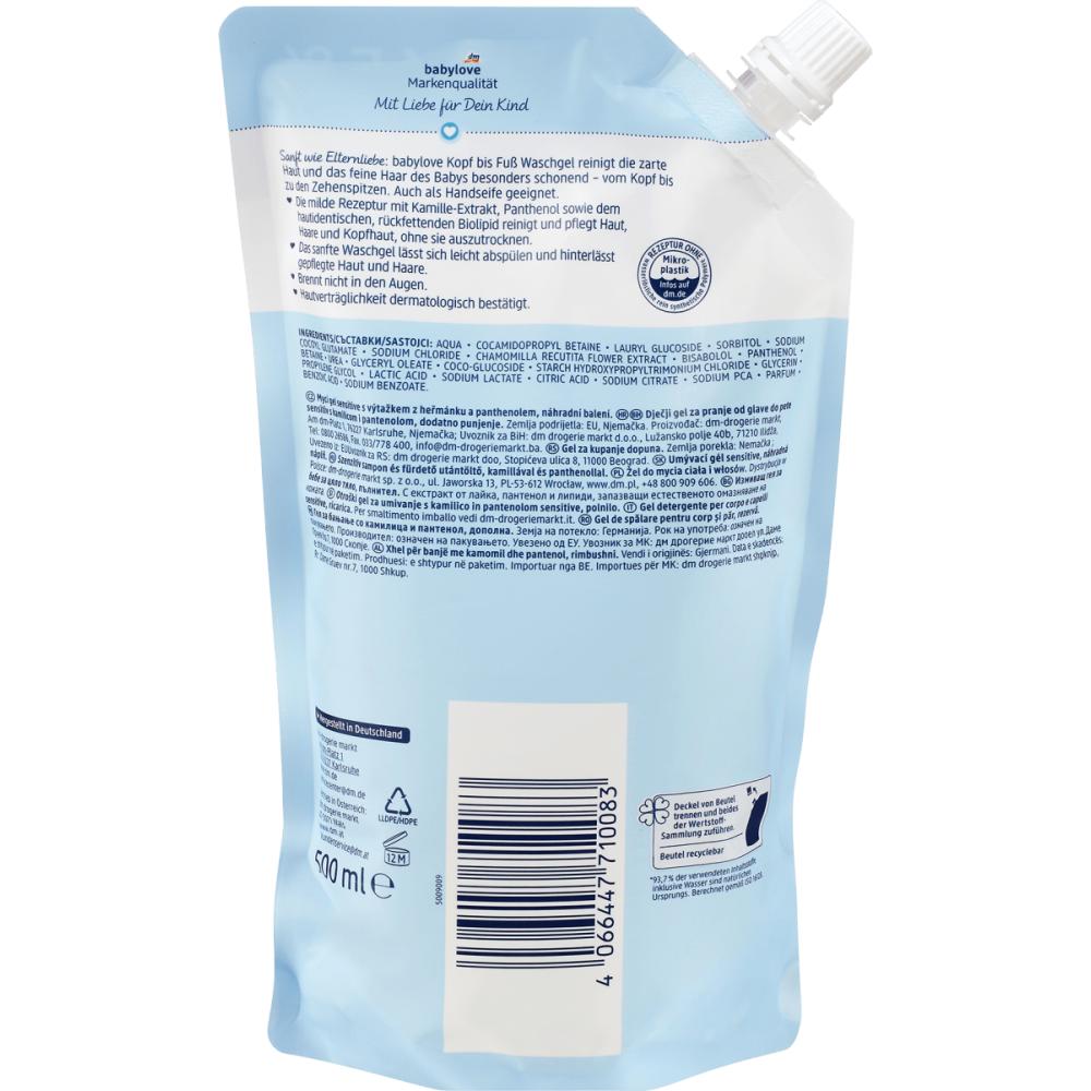 Dm Babylove Babylove Baby Sensitive Wash Gel Refill Pack 500Ml