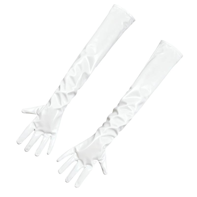 Women Long PU Leather Gloves Evening Party Costume PU Leather Cosplay Dress Accessories Halloween Gift