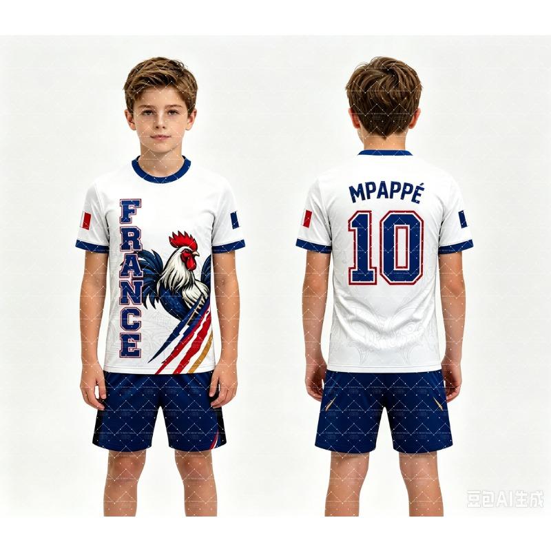 2026 Special Nr. 10 Mbappé Fußballtrikot Shorts Set Damen Frankreich Flagge Fans Shirt und Shorts Sommer Kinder 2-teiliges Set