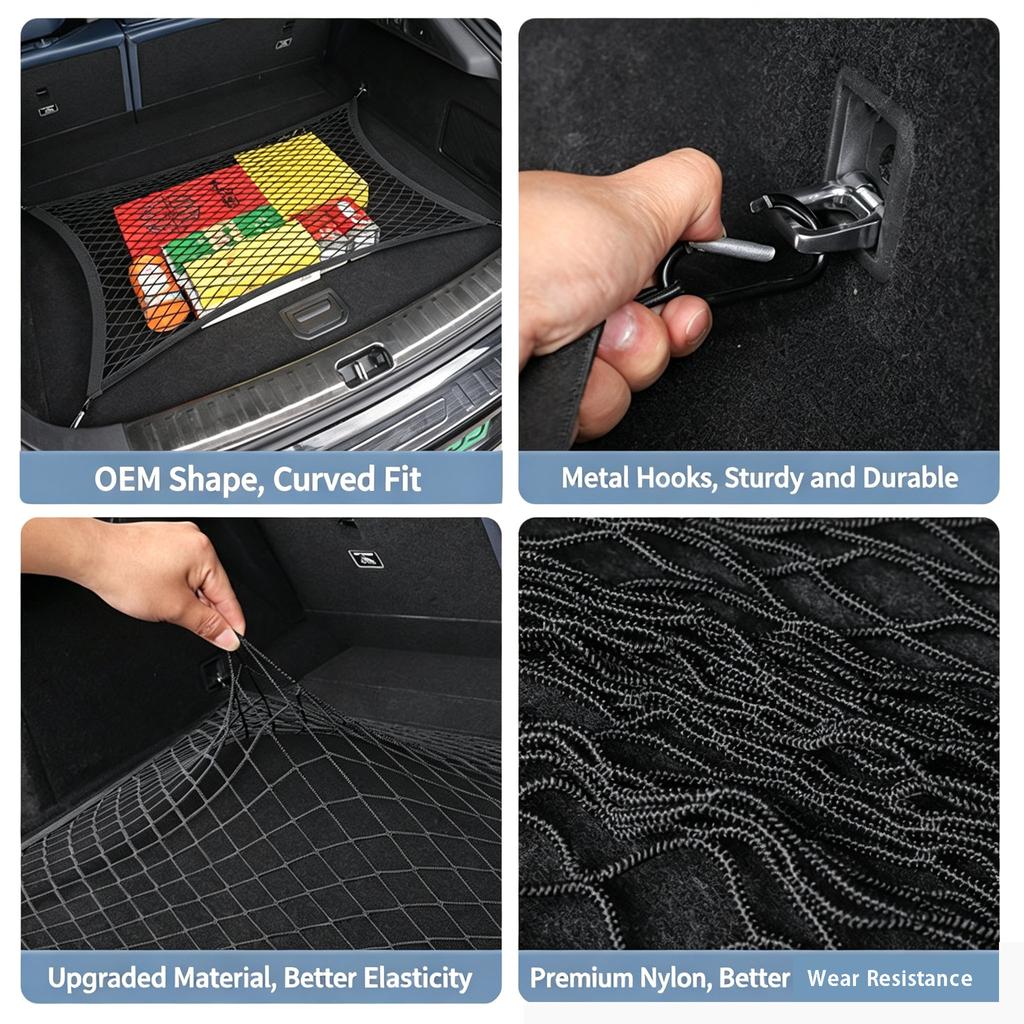 For NEW ZEEKR 001 7X 007GT 8X 9X Trunk Storage Net Bag with Anti-Slip Fixation Secure Hanging Automotive Interior Accessories