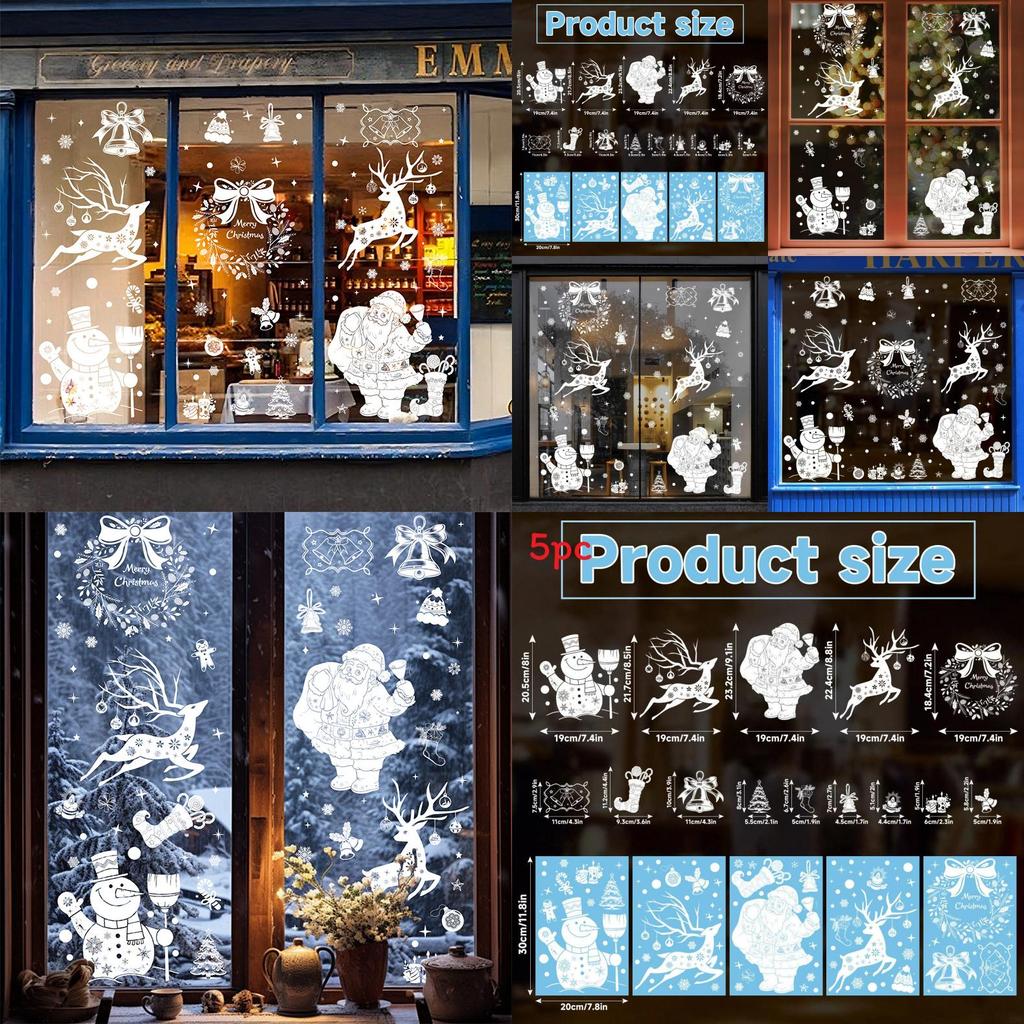 Christmas Window Decals Pvc Snowflake Reindeer Decor For Holiday Festivities