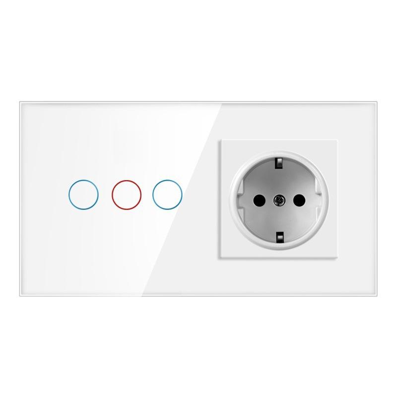 157 European Touch Switch & German Socket with Integrated Glass Panel for Homes