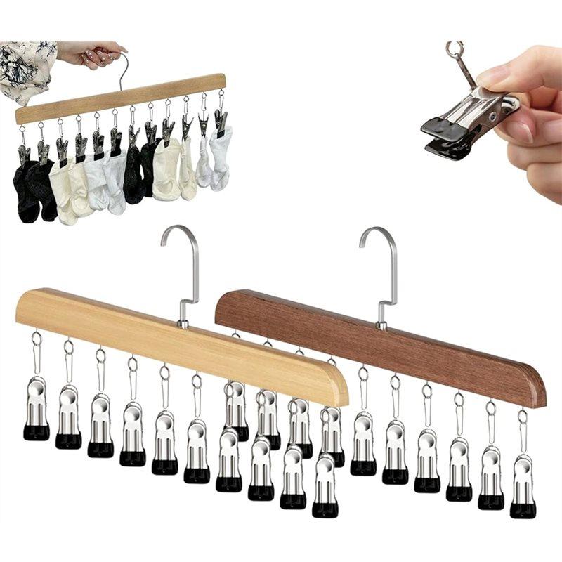 ABBP-Closet Organizer With 10 Clips - Space Saving Hanging Closet Organizer, For Leggings, Pants & Scarves