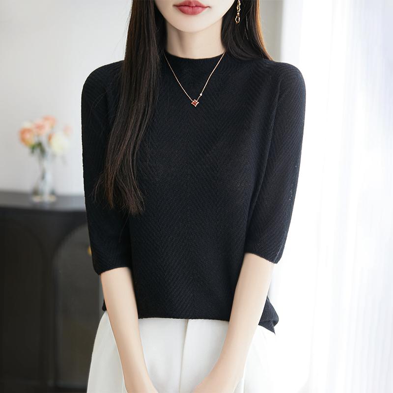 All-Season Women's 50% Wool 50% Silk Sweater | Lightweight Warm Blend Pullover | Luxury Cashmere Silk Knitwear
