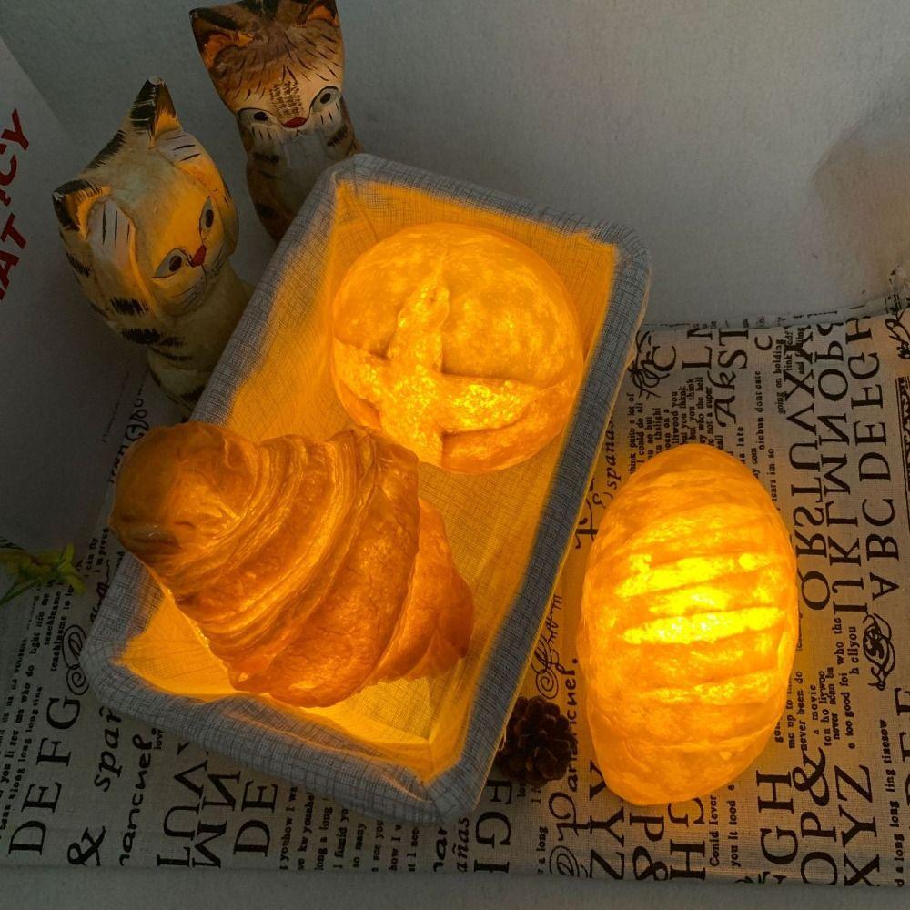 Battery Operated Bread Shaped Lamp Creative LED Bread Lamp Simulation Croissant Light Home Decor