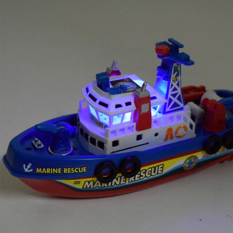 Kinder Feuer Boot mit Musik kreative batteriebetriebene elektrische Wasser Spray Boot Spielzeug Geburtstagsgeschenke