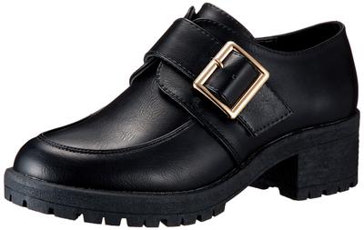 San-A Plus Damen Monk Strap Schuhe, Plateausohle, 5cm Absatz, Ein-Riemen-Schnalle, 3583, Damen, Schwarz, Größen 23,5cm-24,0cm