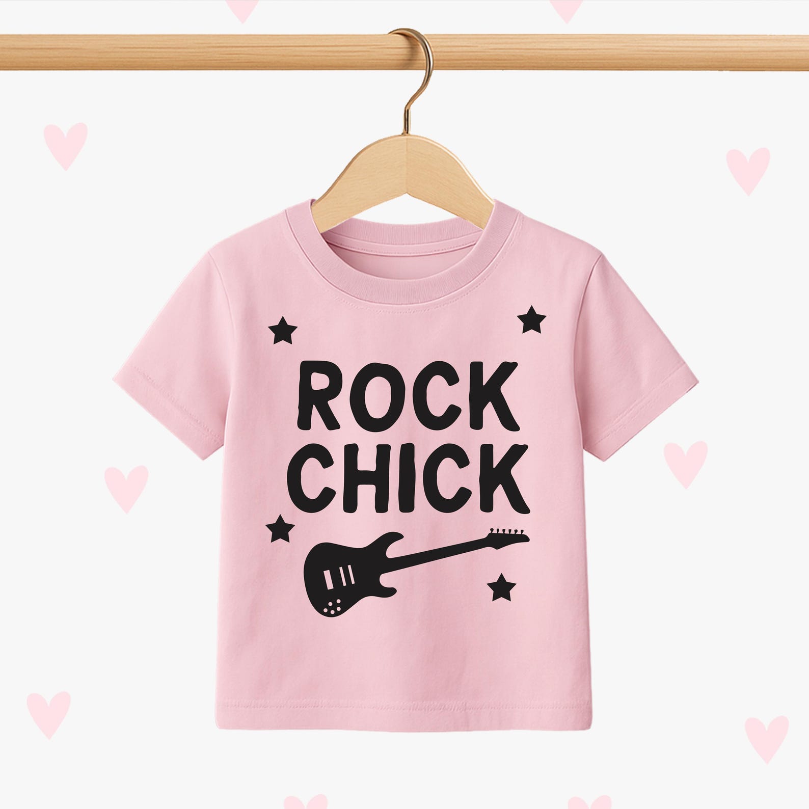 Rock Chick Kids T-Shirt, Guitar Graphic, Girls Musician Tee 160
